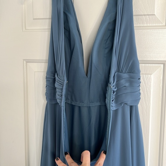 Kennedy Blue “Rose” bridesmaid long dress with slit, size 6 Dusty blue - Picture 10 of 14